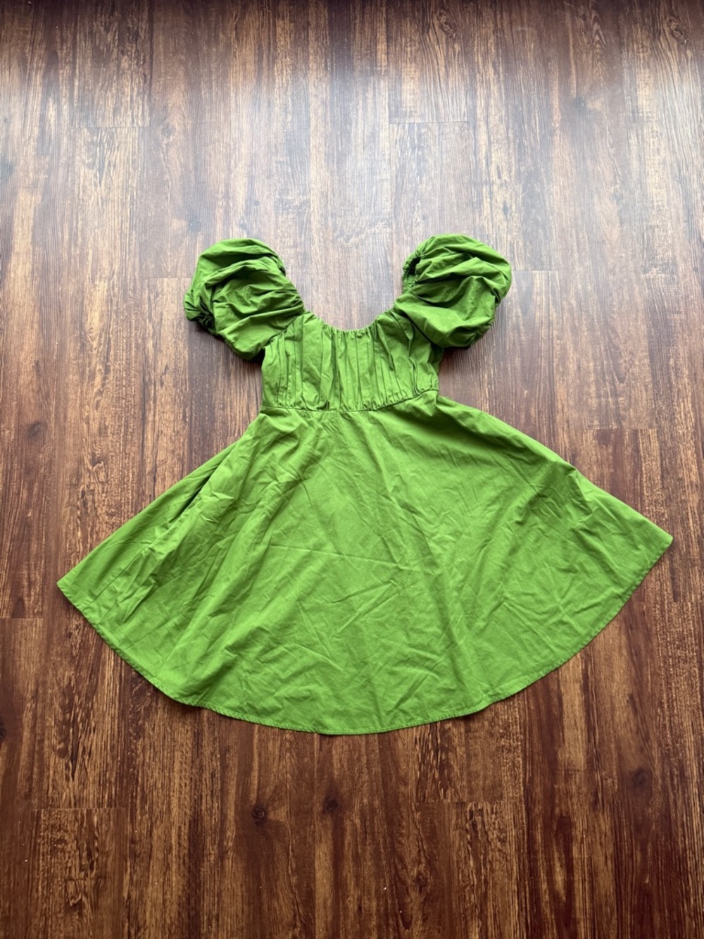Abercrombie & Fitch Women’s Green Emerson Mini Dress Poplin Puff Sleeve- ST